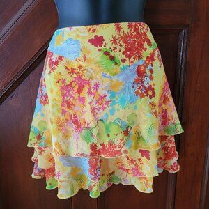 Thalia Yellow Floral Ruffle Mini Skirt Size 5/6 -